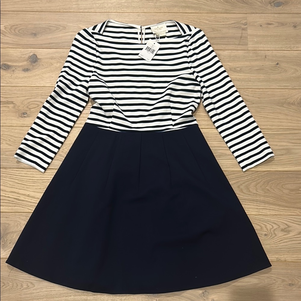 Kate Spade Black and White Midi Dress with Sailor Collar